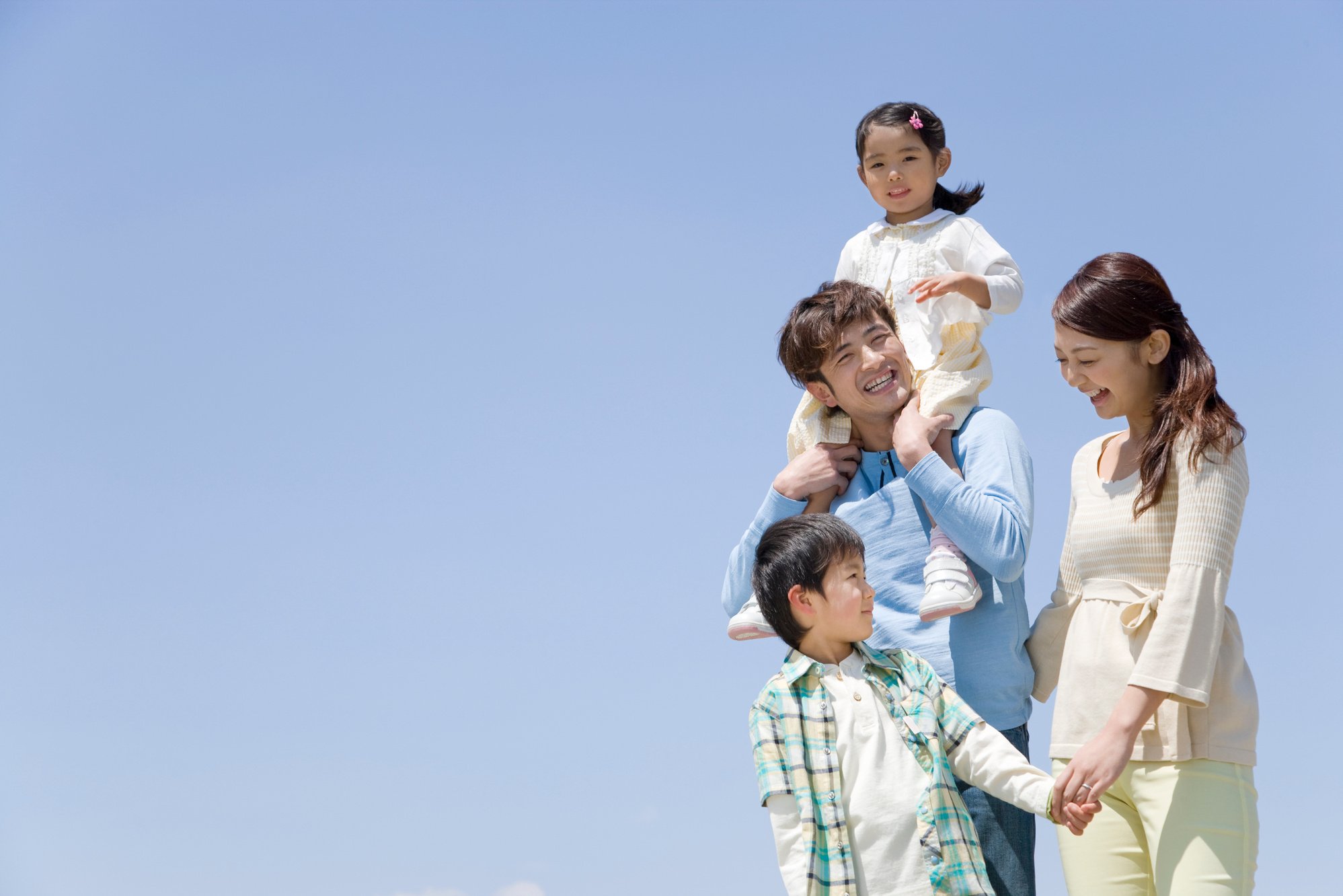 Blue sky and family